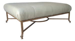Large Scale Leather and Iron Ottoman by Henredon