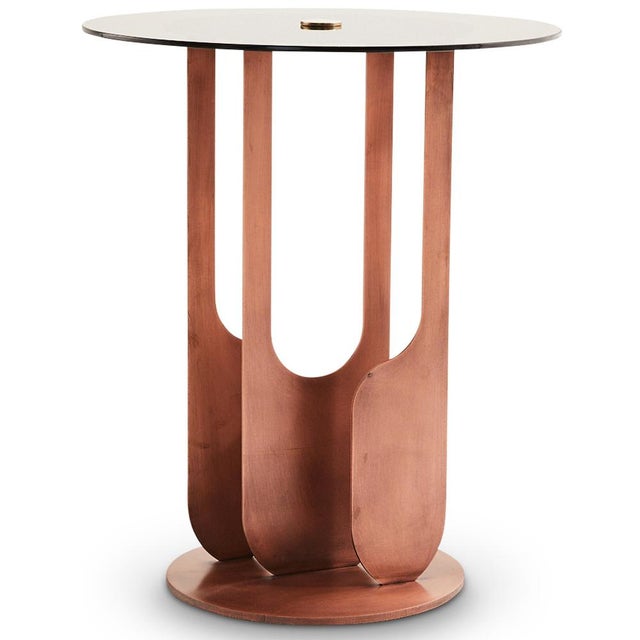 Contemporary Burnished Copper and Bronze Drop Side Table by Egg Designs For Sale - Image 3 of 10