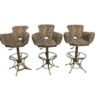 Leopard Print Bar Chairs - Set of 3 For Sale