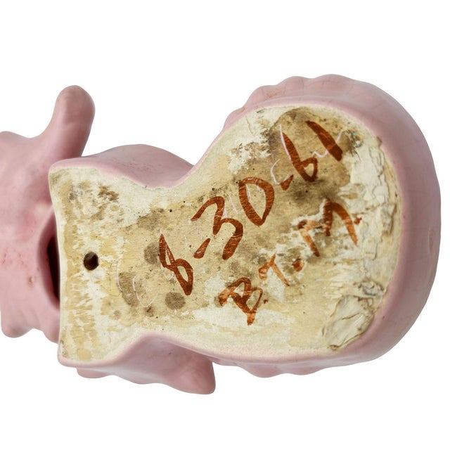 Ceramic Rare Mid 20th Century Ceramic California Pottery Pink Seahorse Flower Wall Vase For Sale - Image 7 of 8