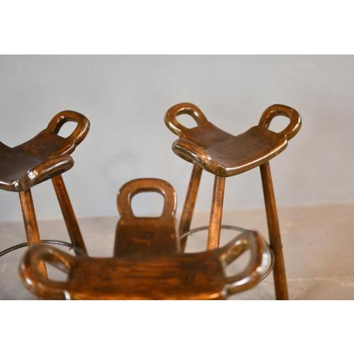 1970s Mid-Century Modern Brutalist Marbella Bar Stools by Sergio Rodrigues, 1970s, Set of 3 For Sale - Image 5 of 11