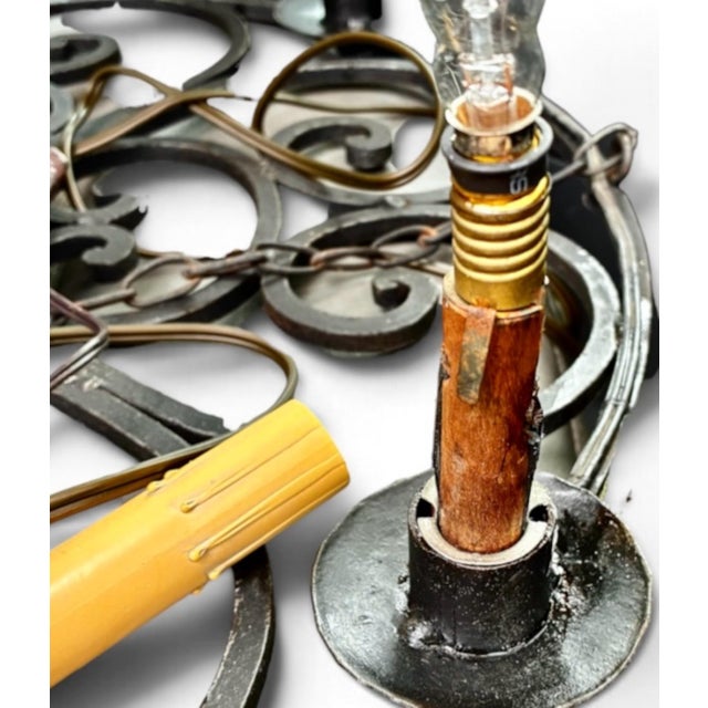 Antique Gothic Hand-Forged Wrought Iron Corona Four Light Chandelier For Sale - Image 13 of 13