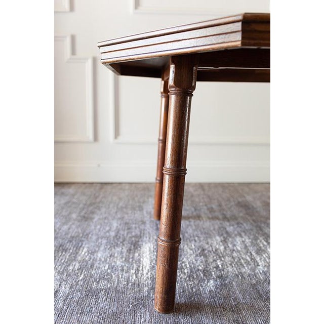 Mid-Century Dixie Furniture Pub Chairs and Matching Faux Bamboo Hexagonal Game Table Set For Sale - Image 9 of 18