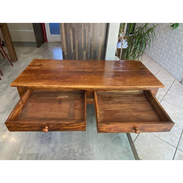 Brown Rustic Farmhouse Coffee Table in Wood with Two Drawers, 1930s For Sale - Image 8 of 18