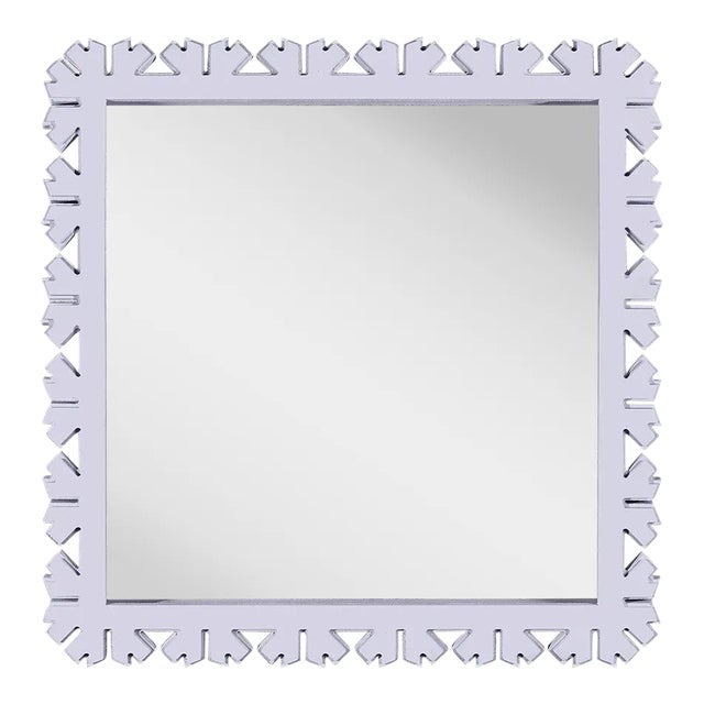 Fleur Home Audubon Bamboo Sticks Square Mirror in Spring Iris, 35.5x35.5 For Sale
