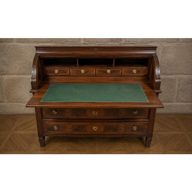 Louis XVI Roll-Top Desk in Marquetry Walnut, 1700s For Sale - Image 3 of 7