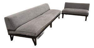 Bespoke Upholstered Armless Mohair Sofas (Set of 2)