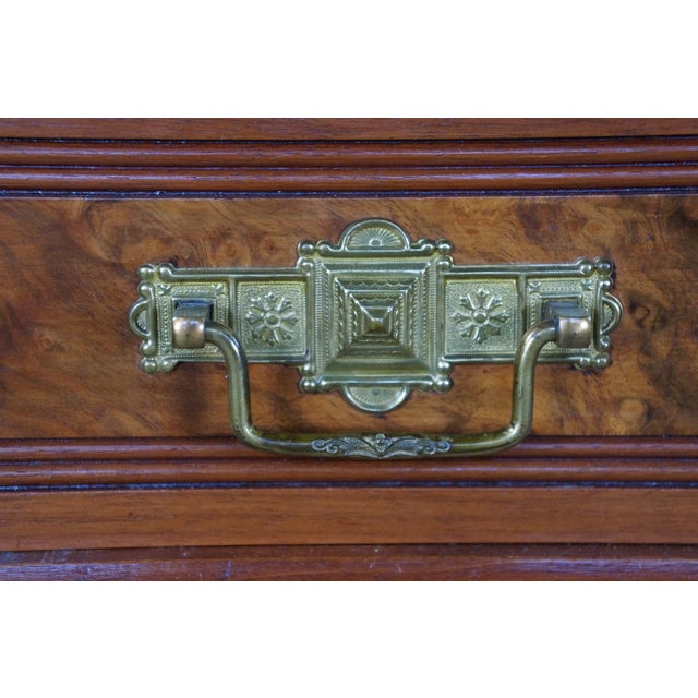 Antique Victorian Eastlake Walnut Burl Marble Washstand & Mirror Commode Cabinet For Sale - Image 18 of 18