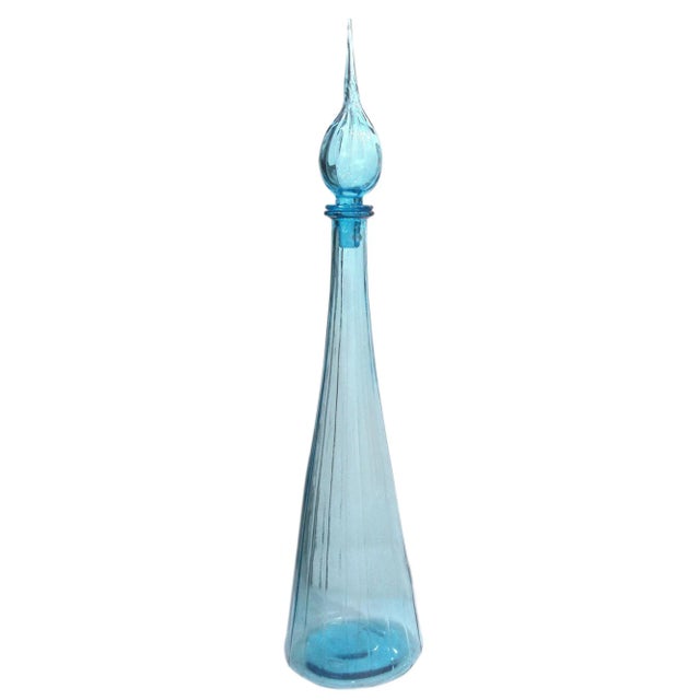 1960s 1960s Vintage Tall Light Blue Italian Glass For Sale - Image 5 of 5