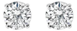 AGS Certified 14K White Gold 1.0 Cttw 4-Prong Set Brilliant Round-Cut Solitaire Diamond Push Back St