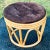 Vintage Round Rattan Footstool With Loose Seat Cushion For Sale - Image 4 of 8