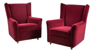 Mohair Velvet Armchairs, 1950s, Set of 2
