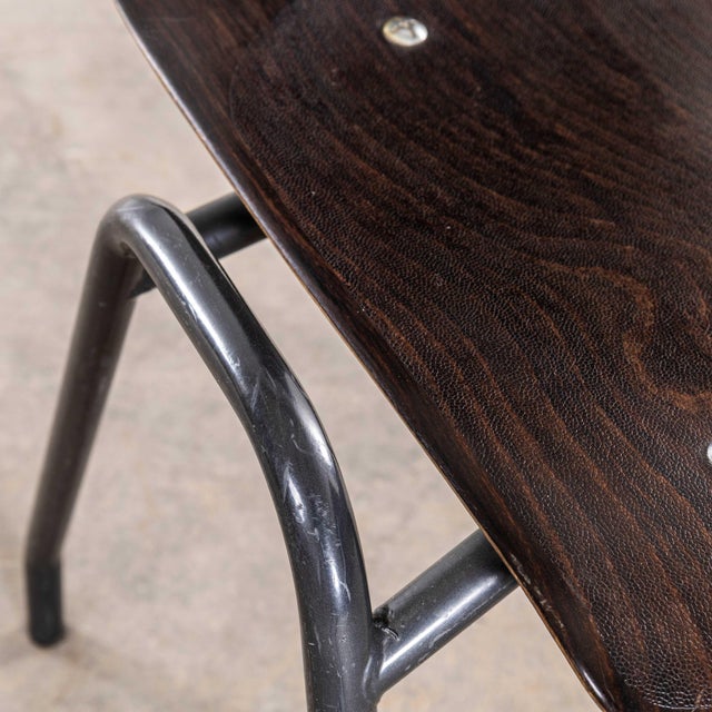 Metal Laminated Ebonised Gun Metal Dining Chairs, 1960s, Set of 4 For Sale - Image 7 of 12