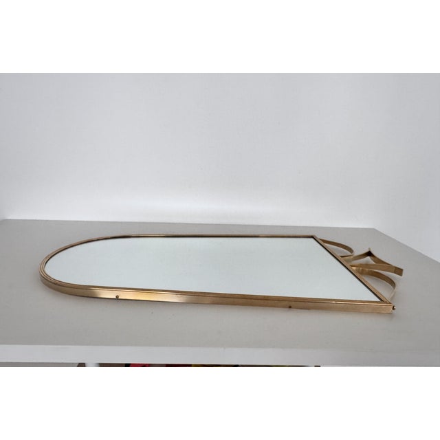 Mid-Century Italian Wall Mirror with Brass Frame and Decor, 1970s For Sale - Image 11 of 17