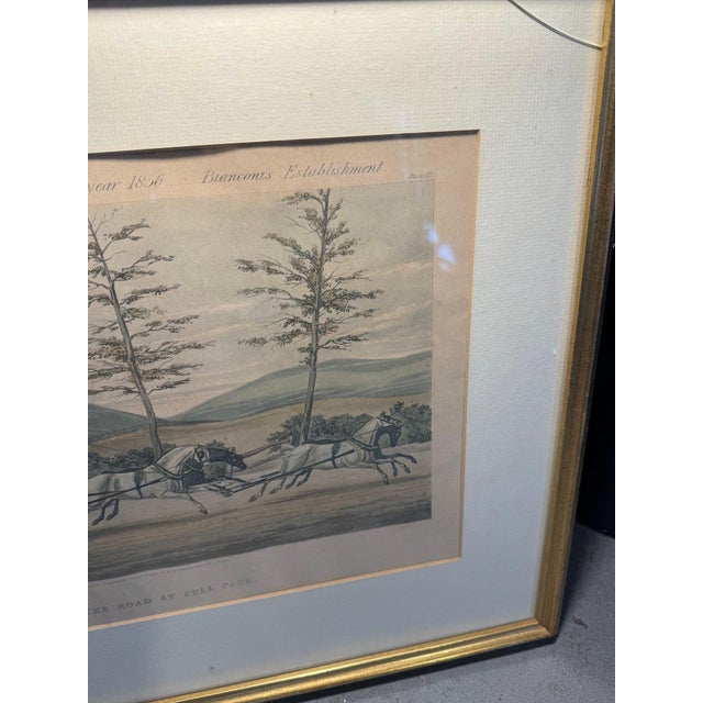 19th Century Hand-Colored Lithograph – “On the Road at Full Pace” (1836, Ackermann & Co.) For Sale - Image 4 of 6