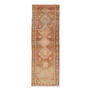 Vintage Hand Knotted Turkish Kars Gallery Rug in Wool With Diamond Design For Sale