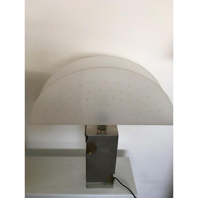 Double Faced Inox Steel and Acrylic Glass Table Lamp, Italy, 1970s For Sale - Image 3 of 13