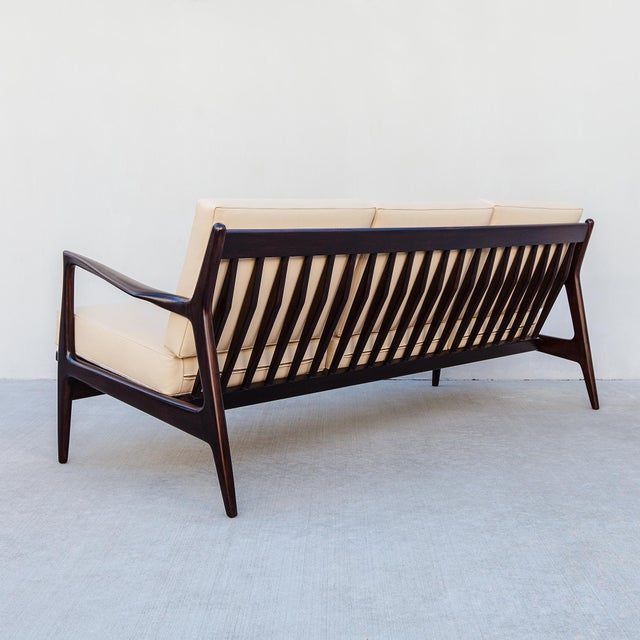 Restored Ib Kofod-Larsen for Selig Danish Modern Three Seat Sculptural "Blade" Sofa in Leather For Sale - Image 12 of 18