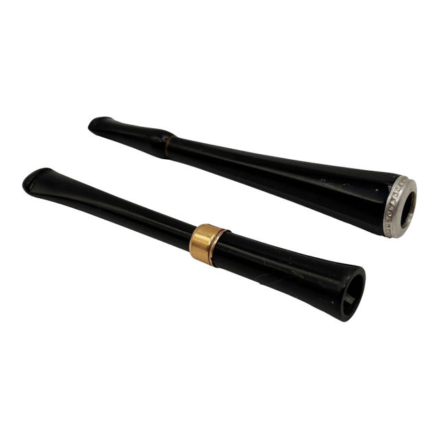 1920s Art Deco Era Bakelite Cigarette Holder Pair With Decorative Finishes For Sale
