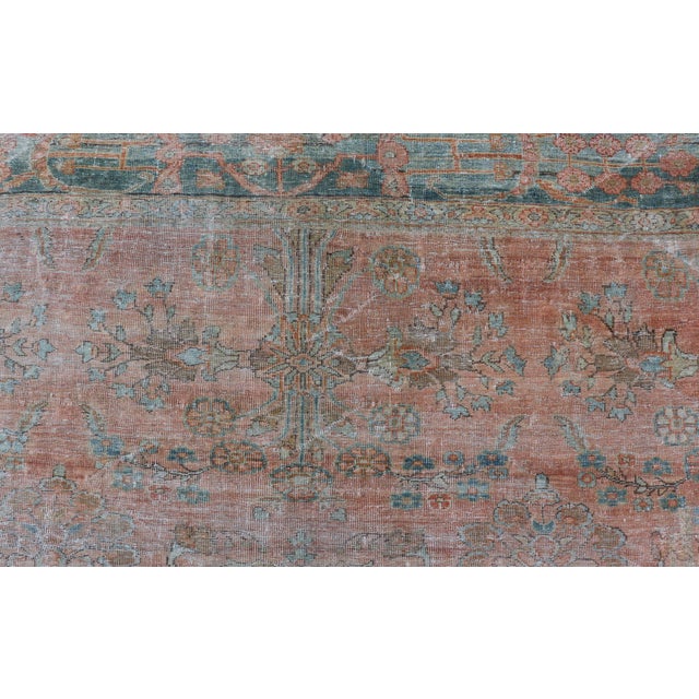 Antique Persian Muted Colored Sultanabad Mahal Rug With All Over Floral Design 9'2 X 11'11 For Sale In Atlanta - Image 6 of 14
