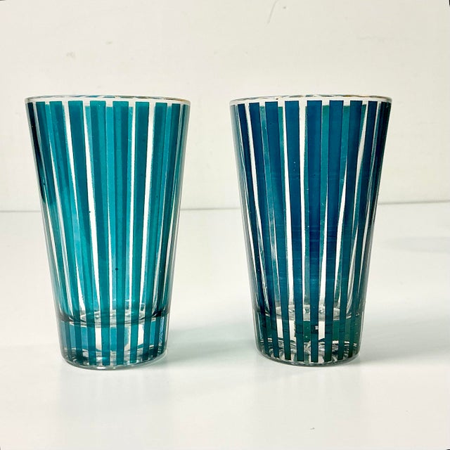 1950s Vintage Boho Chic Carnival Tent Striped Tumbler Glasses - Set of 8 For Sale - Image 9 of 11