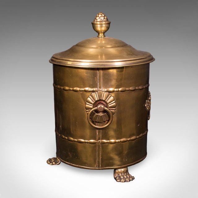 1900 - 1909 Antique Coal Bin, English, Brass, Fireside Log Store, Kindling Basket, Edwardian For Sale - Image 5 of 12