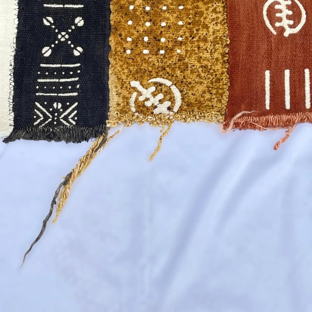 Mustard Early 20th Century Mudcloth Multi Colored Textile Mali 67x40 Inch For Sale - Image 8 of 12