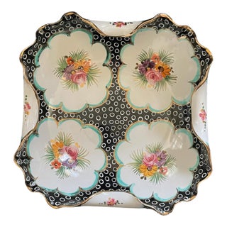 Vintage Deruta Style Italian Hand Painted Porcelain Quatrefoil Dish For Sale