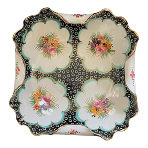 Vintage Deruta Style Italian Hand Painted Porcelain Quatrefoil Dish