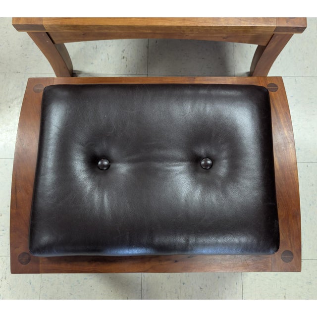 Thos. Moser “Lolling” Lounge Chair and Ottoman, Hard Wood, Leather For Sale - Image 11 of 15