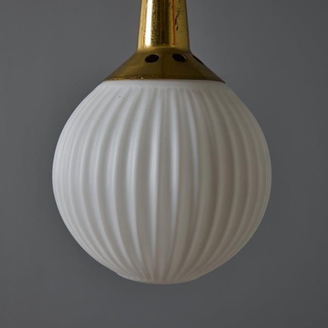 1950s Brass & Opaline Glass Pendant Attributed to Stilnovo For Sale - Image 11 of 12