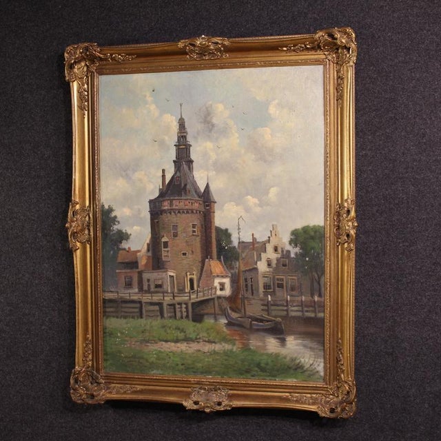 Dutch Artist, View of the City of Hoorn, 1950, Oil on Canvas For Sale - Image 9 of 15