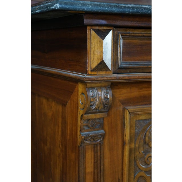Wood Antique 19th C. French Renaissance Revival Carved Walnut Buffet Hutch Cupboard For Sale - Image 7 of 18