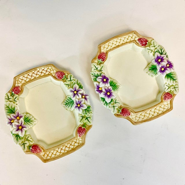 Ceramic 1990s Hollywood Regency Fitz & Floyd Spring Flora Butter Dishes - A Pair - Easter. For Sale - Image 7 of 10