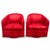Red Suede Swivel Club Chairs - a Pair For Sale