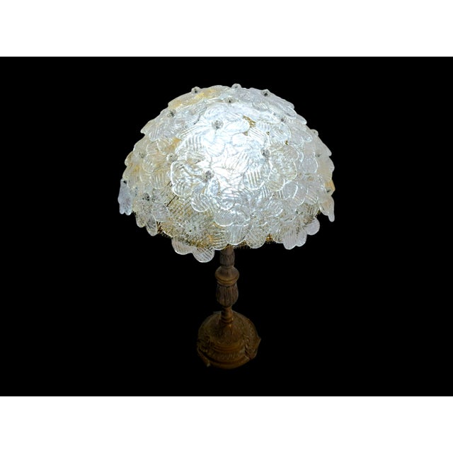 Metal Murano Glass Table Lamp in the style of Barovier and Toso Style, 1960s For Sale - Image 7 of 12