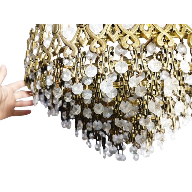 Large Vintage Waterfall Chandelier For Sale - Image 5 of 6