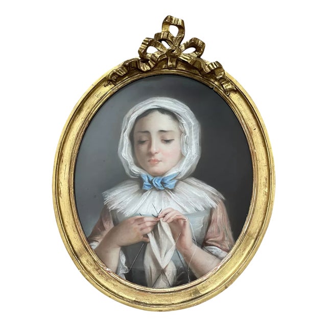 Portrait of a Young Girl, 19th Century, Pastel Artwork, Framed For Sale