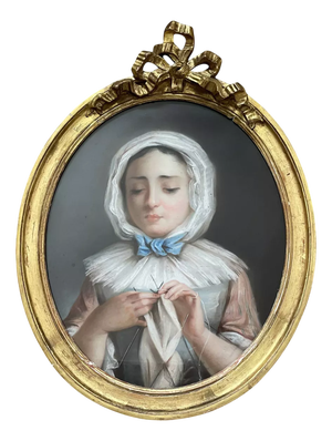 Portrait of a Young Girl, 19th Century, Pastel Artwork, Framed