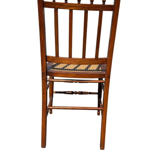 1920's Victorian American Chestnut Cane Seat Side Desk Chair For Sale - Image 14 of 17