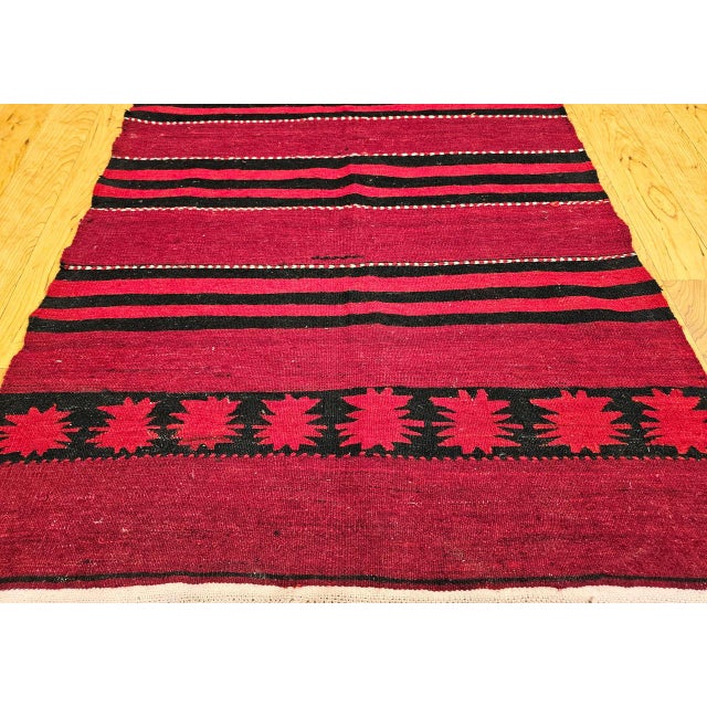 Vintage Turkish Hand Woven Kilim Runner, Wool & Cotton, Stripe Design, 3x12 For Sale - Image 14 of 15