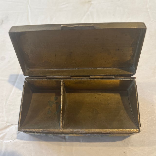 Antique Chinese Brass and Enamel Stamp Box. This box is marked China so it dates to 1890-1920. These little boxes are very...