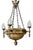 Representative Bronze Chandelier with Alabaster Bowl and Flamed Shades For Sale