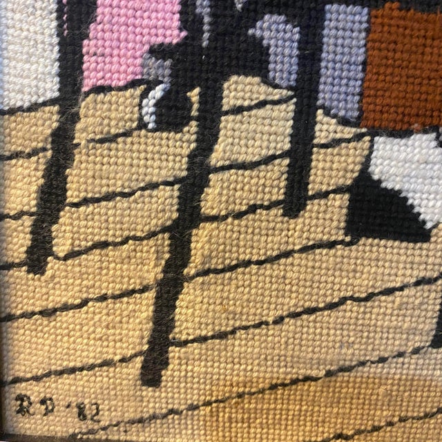 1980s Vintage Art Deco Style Needlepoint For Sale - Image 5 of 9