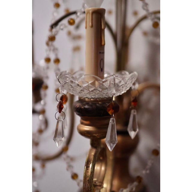 1970s Hollywood Regency Gold & Black Crystal Candelabra Table Lamp For Sale In New York - Image 6 of 12
