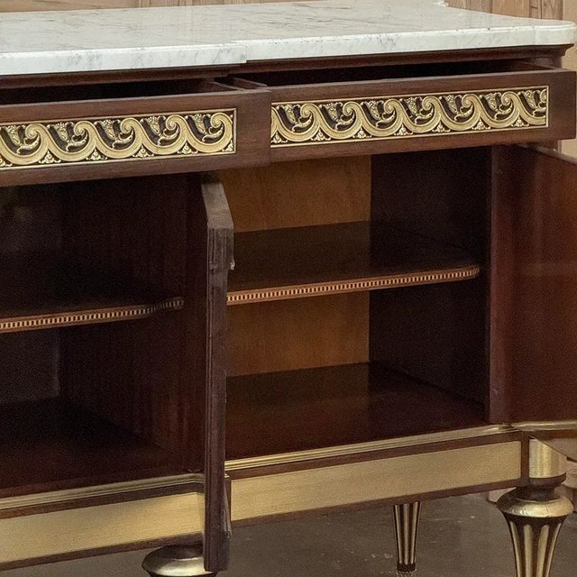 Grand Antique French Louis XVI Mahogany Marble Top Buffet a l'Etrusque For Sale - Image 16 of 18