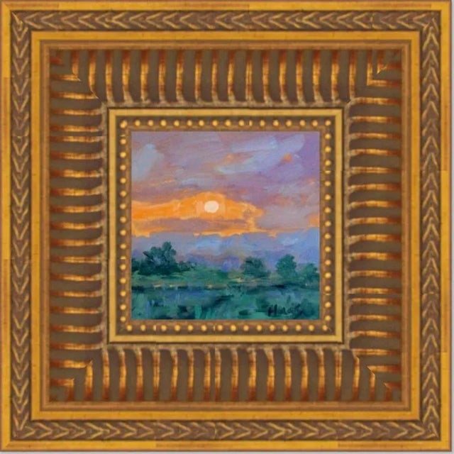 Contemporary Impressionist Style Oil Painting, Landscape Sunset Art For Sale - Image 10 of 12