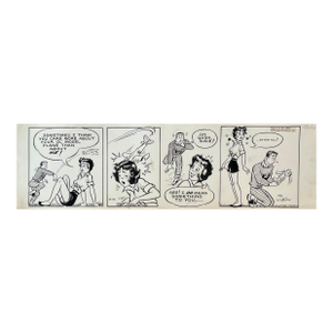 Jerry Walter & Linda WalterRare 1950s Vintage Syndicated Ink Drawing Cartoon Strip Susie Q Smith Comic Art, 1954