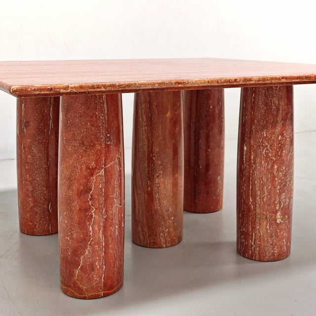 Square Model Colonnato Table in Red Travertine Marble by Mario Bellini for Cassina, 1970s For Sale - Image 11 of 18