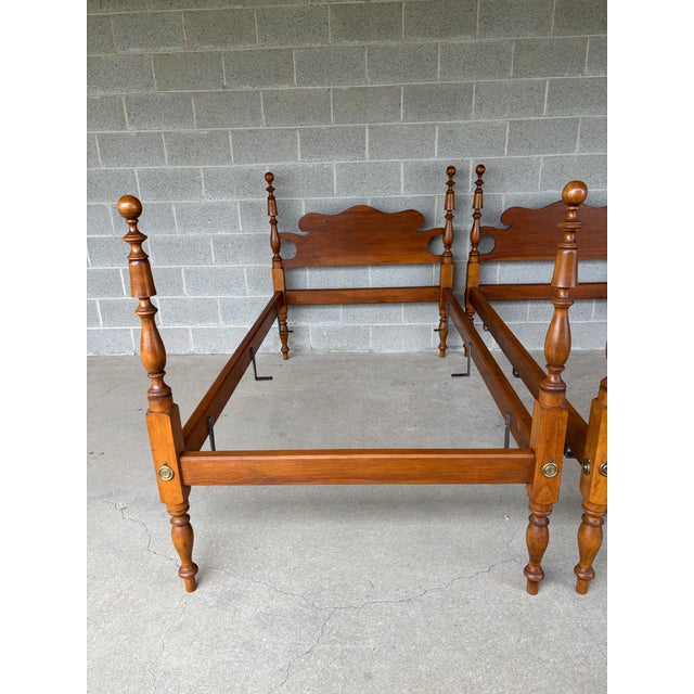 Description: Eldred Wheeler Cannonball Style Twin Maple Poster Bed Frames - A Pair. High Quality Craftsmanship, Original...